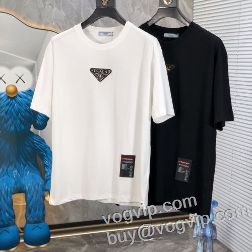 目玉商品 プラダ PRADA ブランドスーパーコピー 激安専門店 2024 半袖Tシャツ 2色可選 収縮性のある