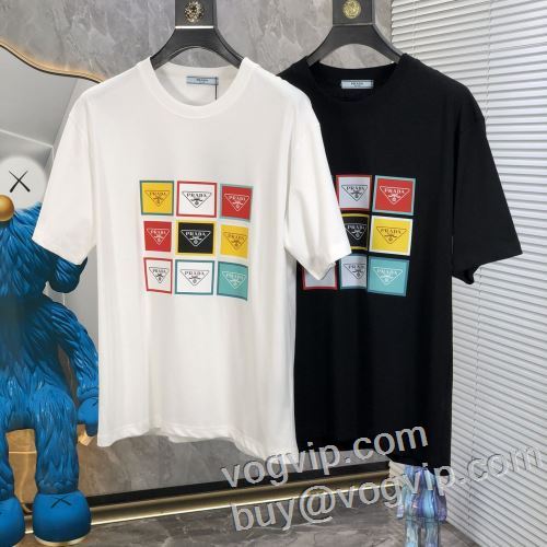 スーパーコピー n級品 ランキング商品 プラダ PRADA 半袖Tシャツ Tシャツ メンズ 半袖 おしゃれ 春 夏 2色可選