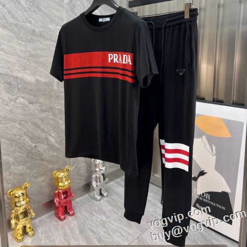 プラダ PRADA ブランドコピー 半袖Tシャツ 上下セット 2024年モデル入荷 最旬アイテム