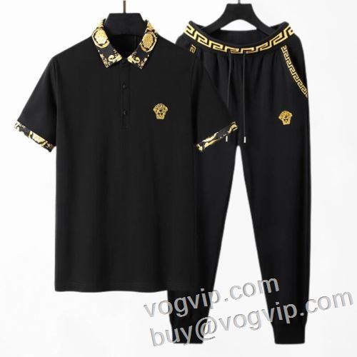 2024爆買い新作登場 ブランドスーパーコピー 激安専門店 ヴェルサーチ VERSACE 速乾tシャツ 希少価値大！ 半袖Tシャツ 上下セット 2色可選