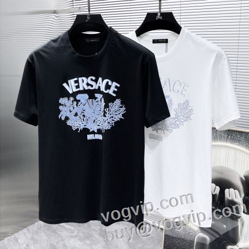 ブランド 偽物 通販 ヴェルサーチ VERSACE 2024超人気新品 半袖Tシャツ 天然が柔らかくて 2色可選 人気ブランド 