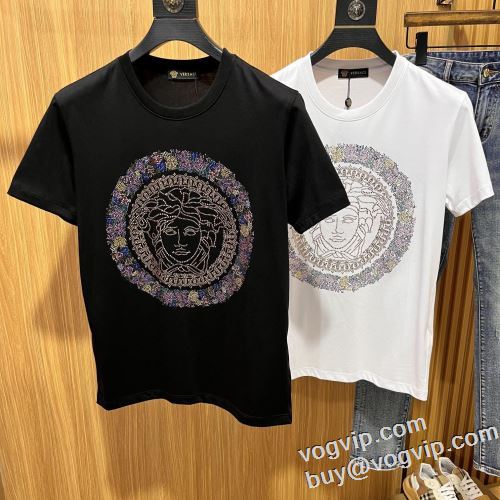 絶大な人気を誇る ヴェルサーチ VERSACE 偽物ブランド 自然な肌触り 半袖Tシャツ 2色可選 2024春夏新作