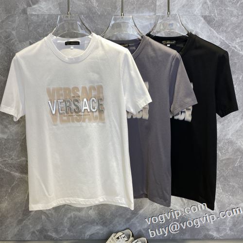 2024HOT新作登場 ヴェルサーチ 上品上質 VERSACE ブランドコピー 細身のシルエット 半袖Tシャツ 3色可選