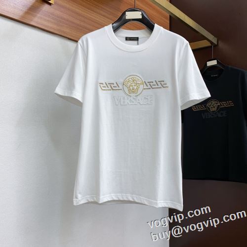 ヴェルサーチ 大絶賛の履き心地! 半袖Tシャツ 2色可選 VERSACE コピー商品 2024HOT新作登場 クールビズ