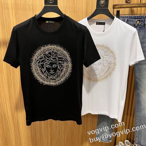 海外セレブ愛用 2024爆買い定番人気 ヴェルサーチ VERSACE スーパーコピーサイト 半袖Tシャツ 2色可選 消臭抗菌効果がある