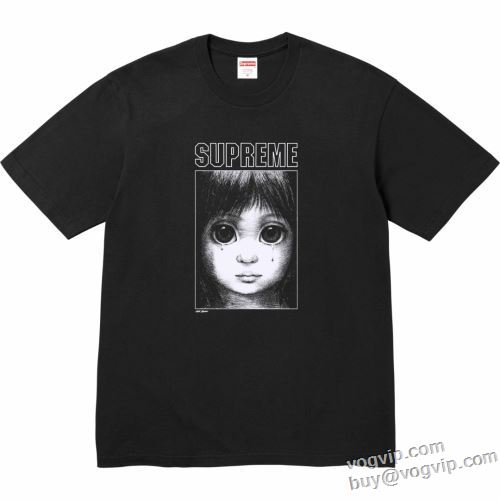 シュプリームブランド コピー 【激安】 Supreme 24SS Margaret Keane Teardrop Tee 半袖Tシャツ 2色可選 半袖タイプのやわらかい着心地で抜群