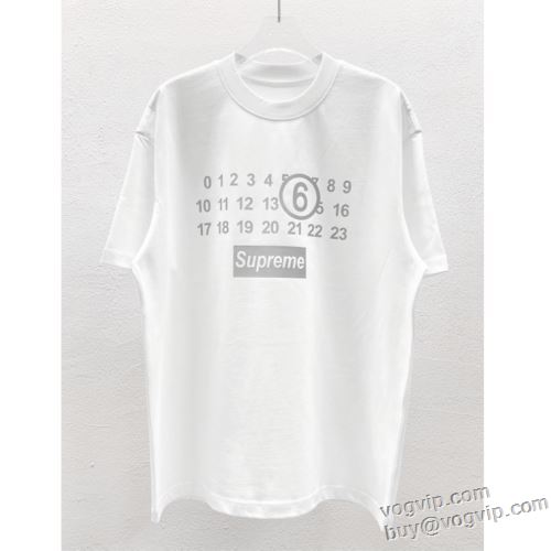 シュプリーム 格安！ 半袖Tシャツコピーブランド 優しいフィット感 2色可選 Supreme x MM6 Maison Margiela 2024