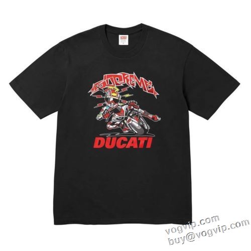 シュプリームコピー SUPREME X DUCATI BIKE TEE 快適な着心地 2024 半袖Tシャツ 存在感のある 