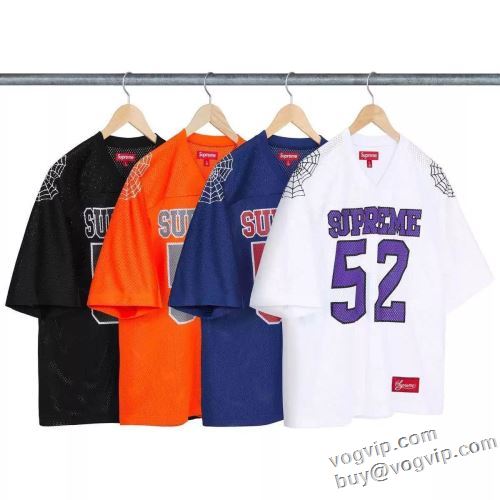 24SS 絶対オススメ? Supreme SPIDERWEB FOOTBALL JERSE T-shirt 弾性が良好で 半袖Tシャツ シュプリーム スーパーコピー n級品