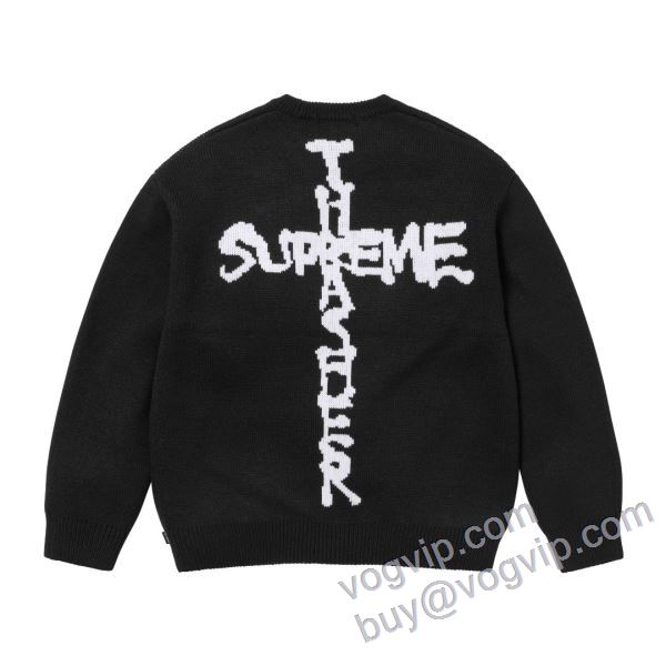 大好評? シュプリームコピー ニット セーター SUPREME?/THRASHER? CREWNECK FW24 長袖 セーター 厚手 裏起毛 アウター 防寒 秋 3色可選