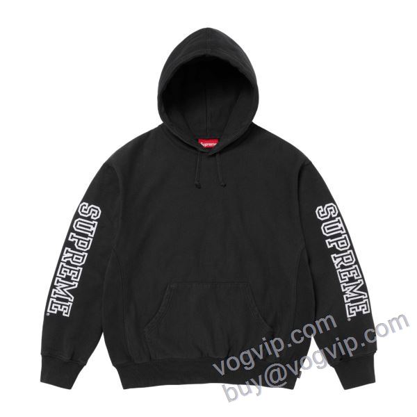 シュプリームスーパーコピー 激安 肌触りの気持ちい? Supreme 24FW COLLEGIATE SLEEVE HOODED パーカー 4色可選 春先まで使える