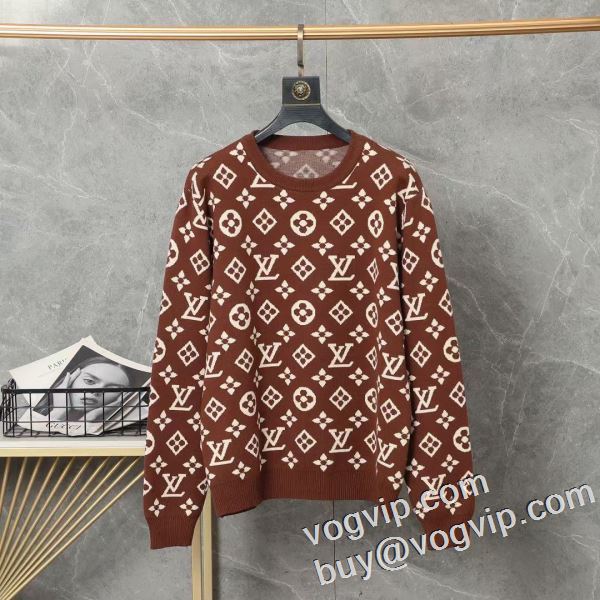 魅力ファッション 長袖 セーター 厚手 裏起毛 アウター 防寒 秋 ルイ ヴィトン LOUIS VUITTON コピー ブランド 2024年モデル入荷 セーター 2色可選