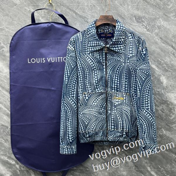 ブルゾン コピー ブランド ルイ ヴィトン LOUIS VUITTON 2024 防風 防寒 ブルゾン デザイン 厚手 コート 絶大な人気を誇る デニムジャケット