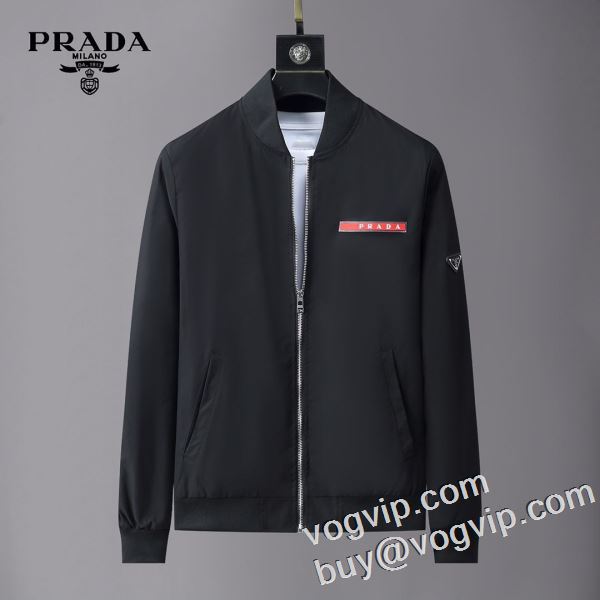 豊富なサイズ 2024最新入荷 プラダ PRADA ブランド 偽物 通販 ブルゾン ジャケット 適度な厚み 2色可選