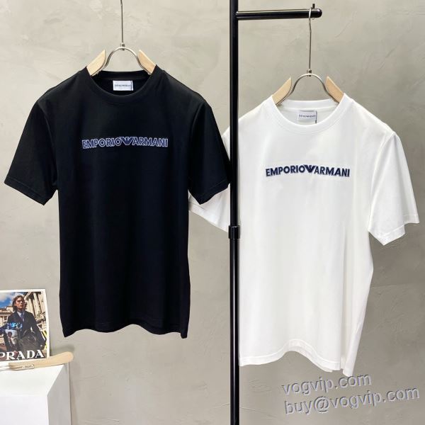 デザイン性の高い アルマーニ ARMANI 2025お買い得新品 半袖Tシャツ 2色可選 業界高品質スーパーコピー