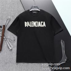 お洒落な存在感 2024新款 バレンシアガ偽物ブランド 縦には伸びにくい 半袖Tシャツ 2色可選