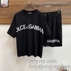 最安値に挑戦 ドルチェ＆ガッバーナ Dolce&Gabbanaブランド コピー 2024年モデル入荷 半袖Tシャツ 上下セット 2色可選 Tシャツ メンズ 半袖 半袖Tシャツ おしゃれ 春 夏