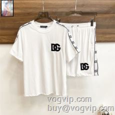 先行販売 ドルチェ＆ガッバーナ Dolce&Gabbanaコピー Tシャツ メンズ 半袖 シンプル 大きいサイズ 半袖Tシャツ 上下セット 2色可選 2024年モデル入荷