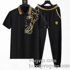 超人気美品◆ 2024HOT新作登場 人気スーパーコピーブランド ヴェルサーチ VERSACE 吸汗性に優れ 半袖Tシャツ 上下セット 2色可選